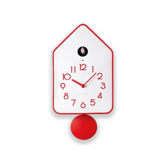 Guzzini Home Qq-Up 37cm Wall Clock w/ Pendulum - Red