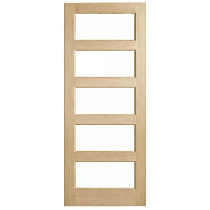 Corinthian Blonde Oak Clear Glass Entrance Door AWO5G - 820mm x 2340mm x 40mm