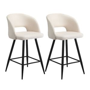 Oikiture 2x Bar Stools Boucle SURA