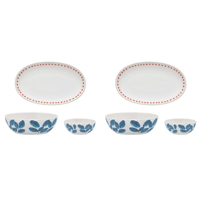 2x 2pc Ecology Stoneware w/ Gloss Glaze Joie Dip Bowls With Tray 10/14cm/19.5cm