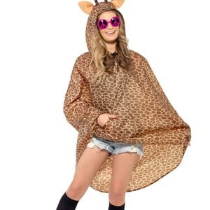 Brown Giraffe Womens Animal Poncho Costume - One Size