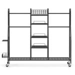 Costway Metal Golf Bag Storage Rack Mobile Golf Club Stand Organizer w/Shelves&Wheels Black