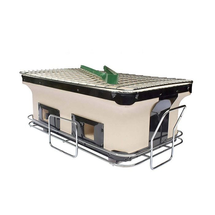 Healthy Choice Portable Hibachi Tabletop Grill Dual Charcoal Bbq Chambers