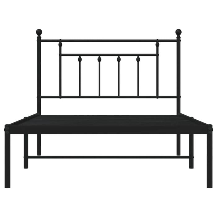 vidaXL Bed Frame Metal Bed Base with Headboard King Single Size Bed Black