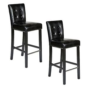 Set of 2 Manhattan Bar Stools Wooden Barstools Chairs Vintage Black