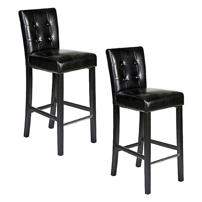Set of 2 Manhattan Bar Stools Wooden Barstools Chairs Vintage Black