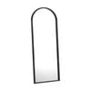 Oikiture Wooden Full Length Mirror 166x60cm Arched Floor Mirrors Black