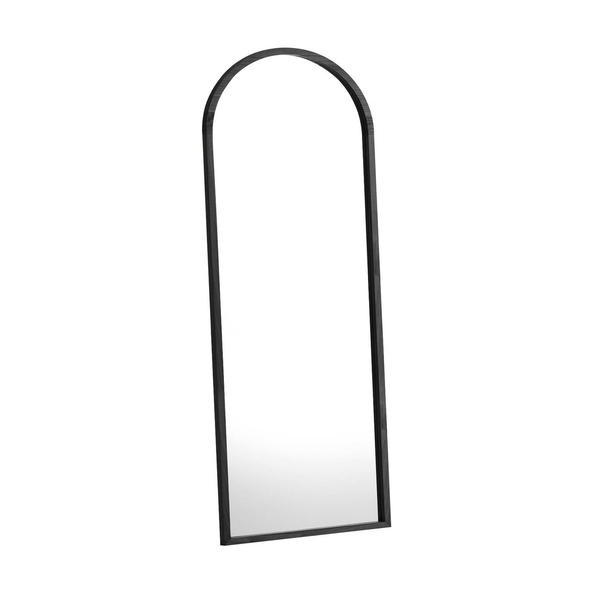 Oikiture Wooden Full Length Mirror 166x60cm Arched Floor Mirrors Black