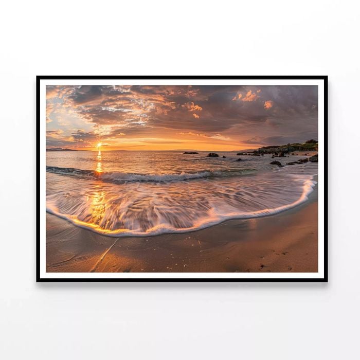 Beach Scene, Waves, Sunset  Print 100% Australian Made 90x60cm  (Poster)
