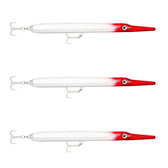 3x Rapala 22cm Flash X Skitter Floating Topwater Fishing Lures - HD Red Head UV