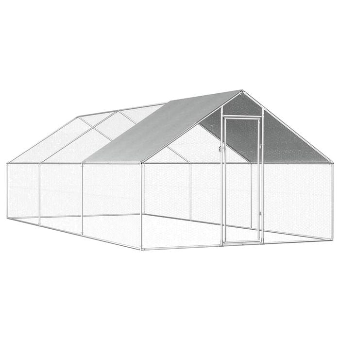 vidaXL Outdoor Chicken Cage 2.75x6x1.92m Galvanised Steel Poultry Cage Run House