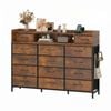 Advwin 14 Fabric Drawer Dresser with Charging Station &Hooks, Brown
