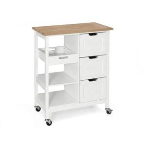 Lauft White Rolling Kitchen Island Trolley | Mobile Storage Cart With Drawer