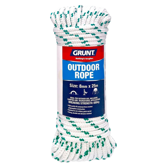 Grunt 8mm x 25m White and Green Outdoor Rope