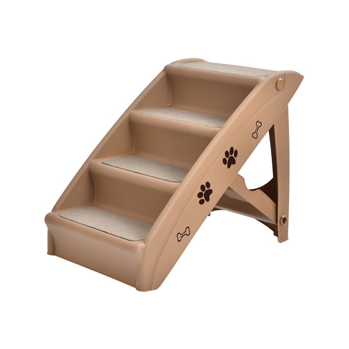 Costway Dog Ramp Step Pet Puppy Stairs Non-Slip Brown