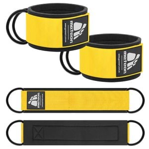 METEOR Ankle Strap Wrist Cuff for Cable Machine Attachments (Black Yellow)