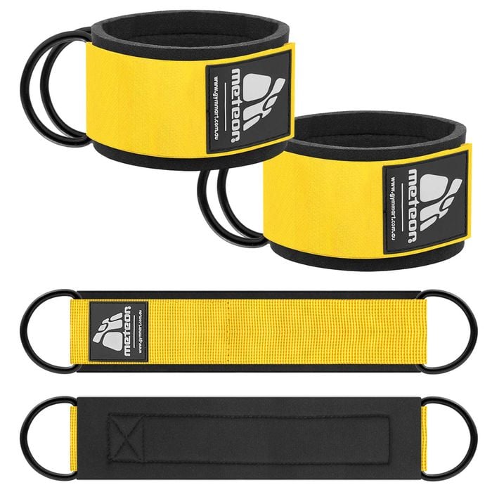 METEOR Ankle Strap Wrist Cuff for Cable Machine Attachments (Black Yellow)