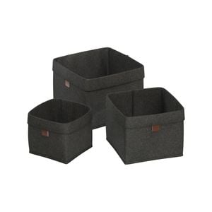 Flexi Storage Living Dark Grey Square Felt Baskets - Set Of 3 - Dark Grey