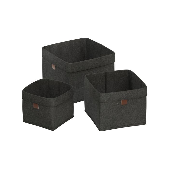 Flexi Storage Living Dark Grey Square Felt Baskets - Set Of 3 - Dark Grey