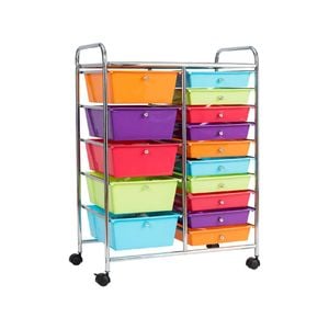 Costway Rolling Storage Trolley Filing Cabinet, Multi-color