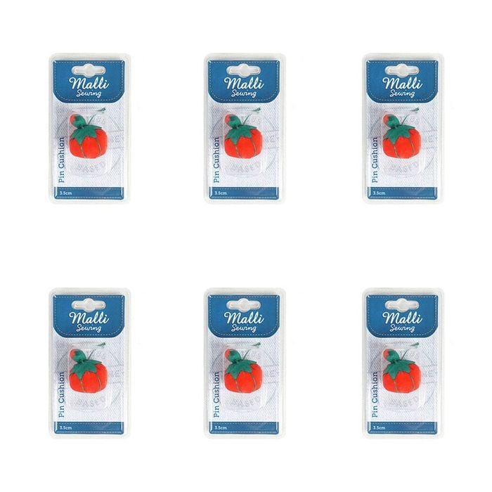6pk Malli Sewing Nylon Tailoring/sewing Needle Pin Storage Cushion 3.5cm Red