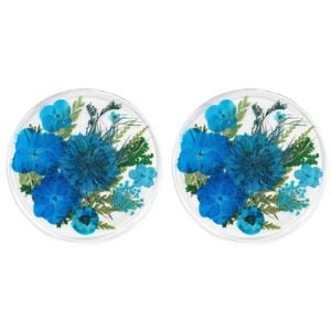 2PK Leni Handcrafted Resin Coaster Real Flower Meadow Blue