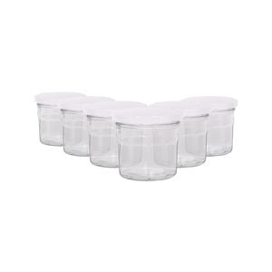 Argon Tableware Glass Jam Jars with White Lids - 130ml - Pack of 6