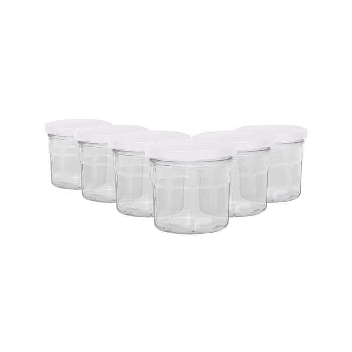 Argon Tableware Glass Jam Jars with White Lids - 130ml - Pack of 6