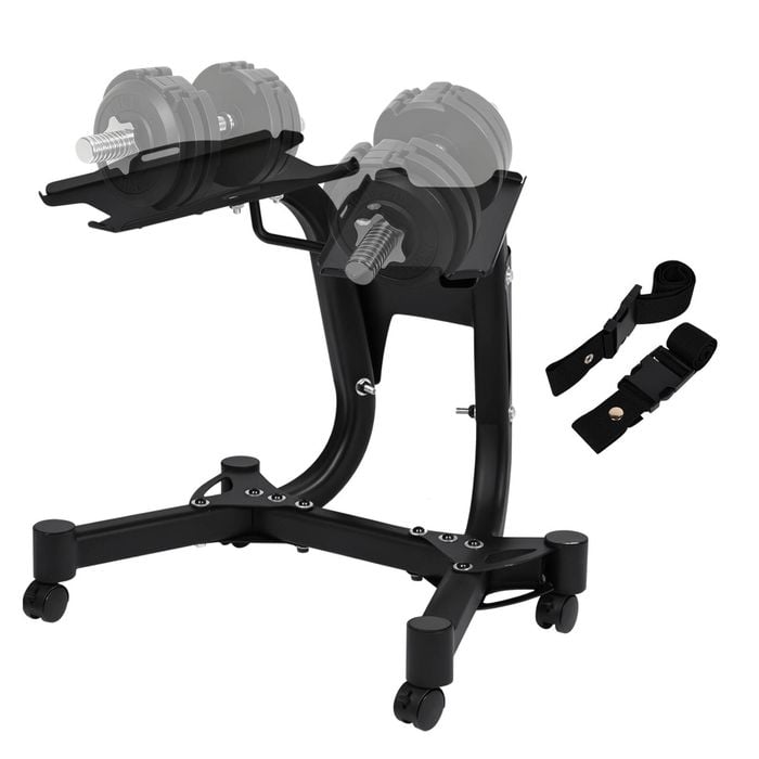 Advwin Adjustable Dumbbell Stand, Heavy-Duty Dumbbell Stand Rack Holder with Straps & Casters Home Gym Equipment Weight