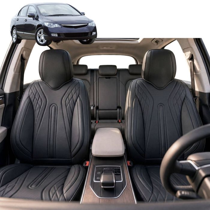 Australian Goose Front Seat Covers for Honda Civic 2006 - 2012 (Sedan(8th Gen)) - PU Leather, Black (2pc)