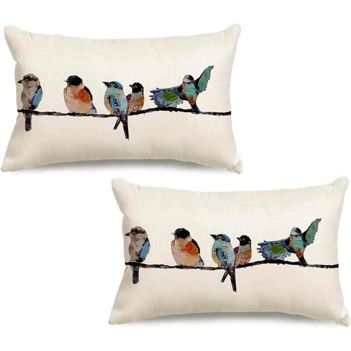 Catzon 2 Pcs Summer Lumbar Pillow Covers Linen Pillowcase for Home Decor-Set 30