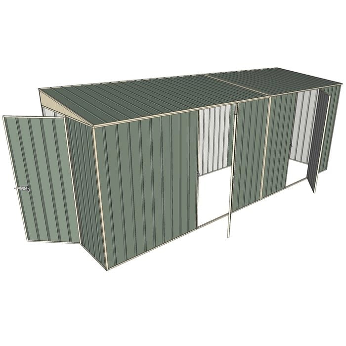 Build-a-Shed 1.5 x 5.2 x 2m Dual Single Hinged Side Door Skillion Shed - Green