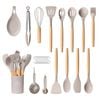 Zuni 33pcs Silicone Kitchen Utensils Set Wood Cooking Baking Cookware