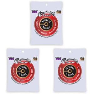 3PK Martin Guitar MA535T Authentic Treated Strings 92/8 Phosphor Custom Light