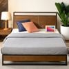 Zinus King Ironline Bed Frame Wood & Metal Bed Base Headboard Shelf & Usb Ports Bamboo