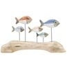 Urban Wooden Drift School of Fish Table Colourful Ornament 22x40cm Natural