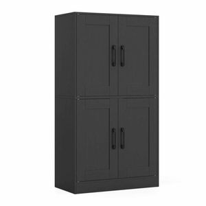 Costway 110cm Tall Storage Cabinet Kitchen Sideboard Cupboard Black