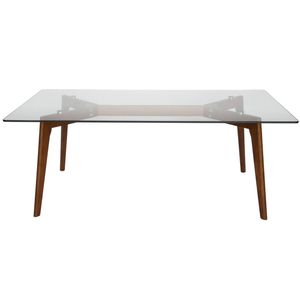 SK Designer Living | Stad Rectangle Glass Coffee Table - Walnut
