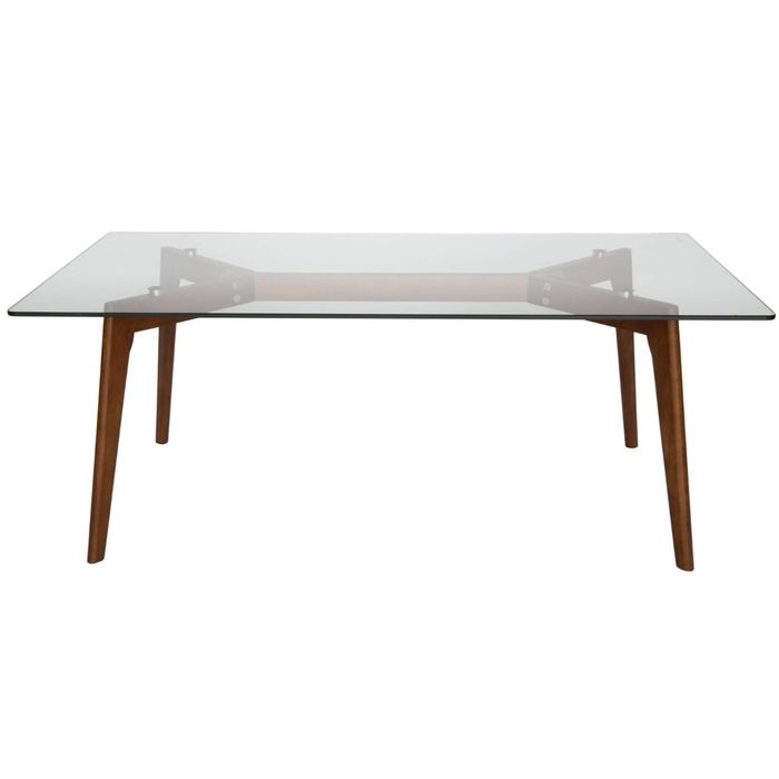 SK Designer Living | Stad Rectangle Glass Coffee Table - Walnut