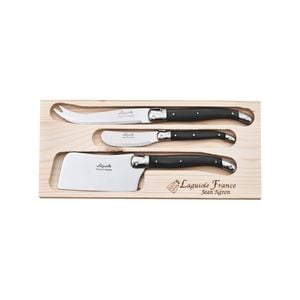 Laguiole Jean Neron Cheese & Paté Knife Set With Cleaver - Black