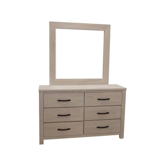 Foxglove Dresser Mirror 6 Chest of Drawers Tallboy Storage Cabinet - White