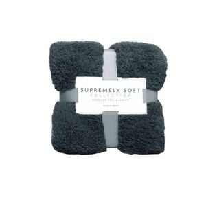 Soft Woollen Feel Throw Rug/Blanket 127 x 178 cm Charcoal