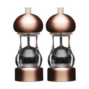 2pk Masterclass Clear Capstan Copper-effect Grinder Pepper Mill 14.5cm