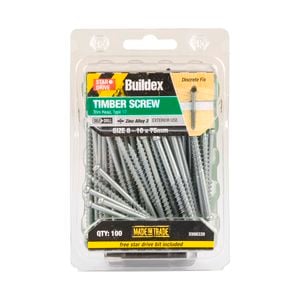 Buildex® 8 - 10 x 75mm Zinc Alloy 3 Trim Head Timber Screw - 100 Pack