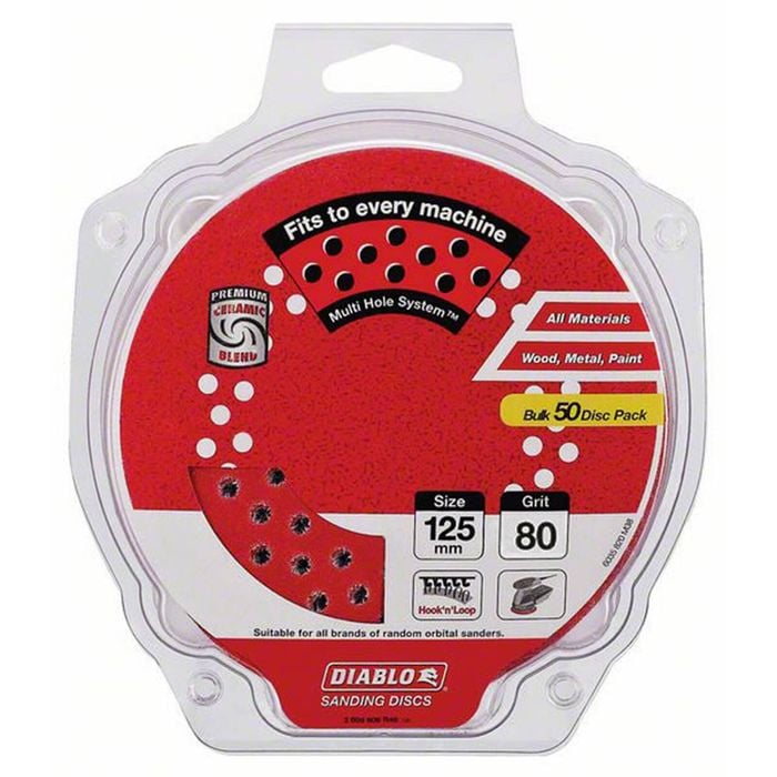 Diablo 125mm 80 Grit Hook and Loop Random Orbital Disc - 50 Pack