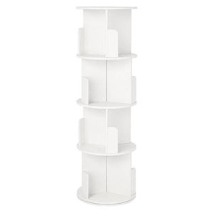 Levede Rotating Bookshelf Corner 4 Tier 3-Section Storage Display 5kg Home White