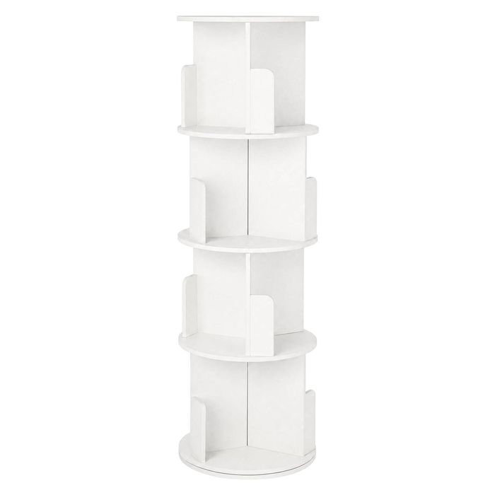Levede Rotating Bookshelf Corner 4 Tier 3-Section Storage Display 5kg Home White