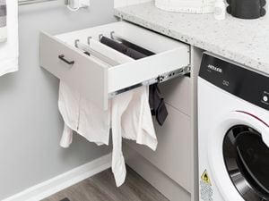 Laundry drawer with drying rack.