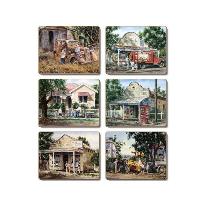 Cinnamon Cork Backed Coasters Set of 6 Times Now Past