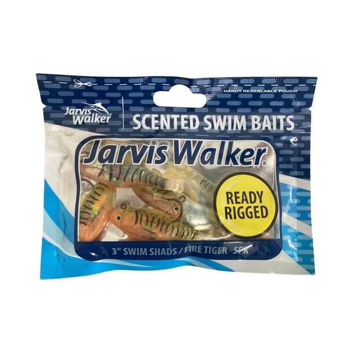 5 Pack of Jarvis Walker 3 Rigged Swim Shad Soft Plastic Lures - Fire Tiger"